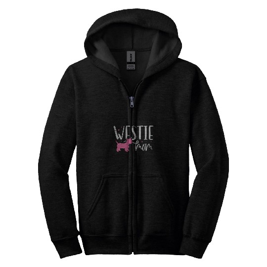 Womens Westie Mom West Highland Terrier Mother Mothers Day Grunge Zip Hoodies
