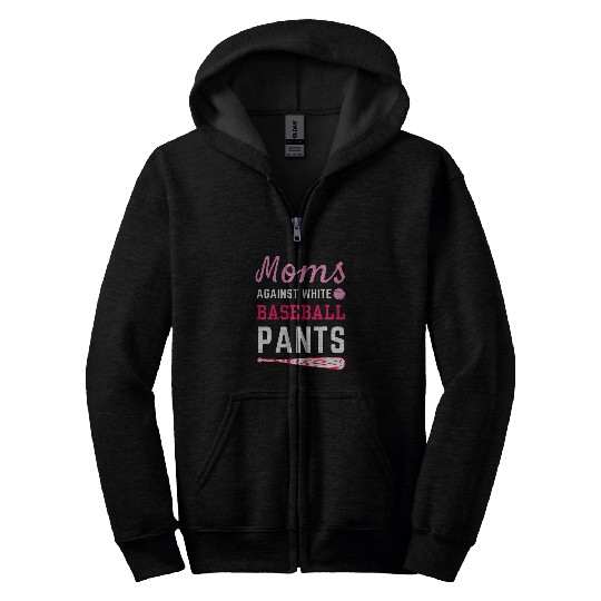 Women Moms Against White Baseball Pants Zip Hoodies