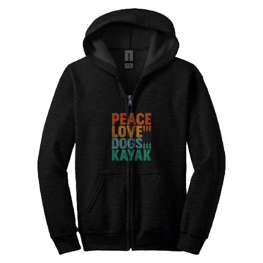 Peace Love Dogs Kayak Paddle Rafting River Float Trip Zip Hoodies