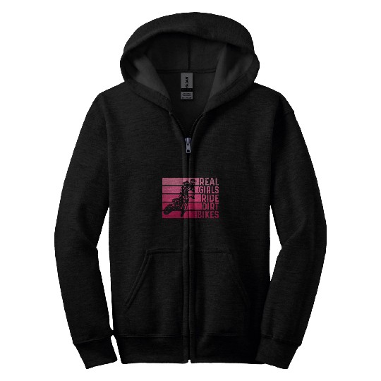 Womens Real Girls Ride Dirt Bike Motorcycle Zip Hoodies