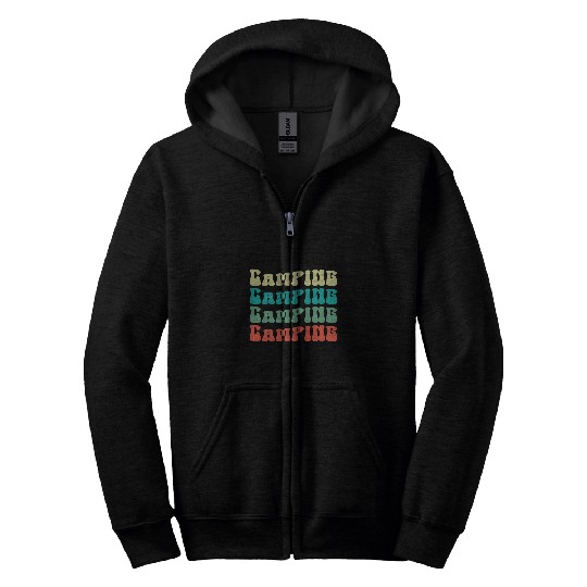 Womens Womens vintages 70s Colorful Camping Wave Themed Graphic Zip Hoodies