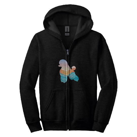 Miniature Poodle Nature Hiking Dog Sunrise Adventure Zip Hoodies
