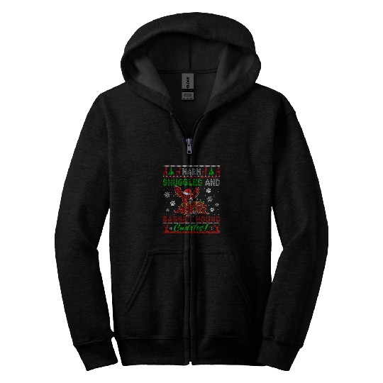 Warm Snuggles And Basset Hound Cuddles xmass Santa Dog Lover Zip Hoodies