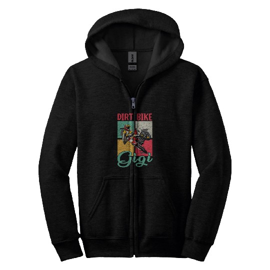 vintages Retro Dirt Bike Gigi Woman Riding Dirt Bike Biker Zip Hoodies