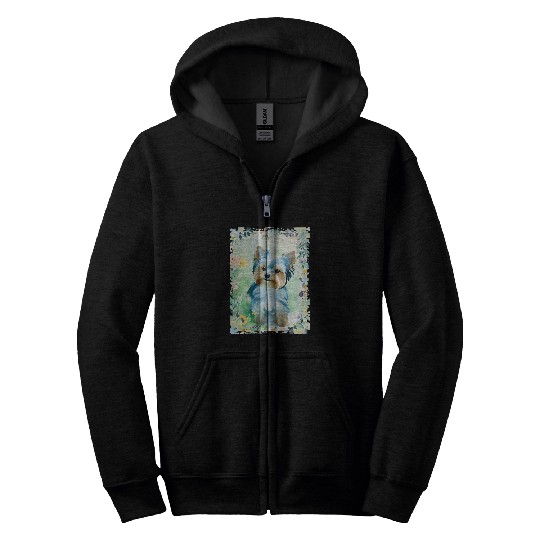 Yorkshire Terrier Animal Nature Flowers 3 Colorful Gift Zip Hoodies