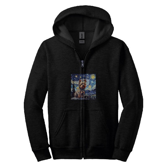 Yorkshire Terrier Starry Night For Dog Mom Dog Dad 2 Zip Hoodies