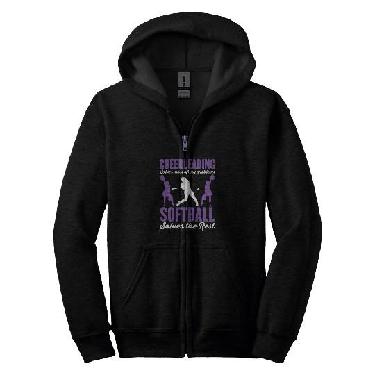 Funny Softball Cheer Lover Graphic Women Girls Cheerleader 13 Zip Hoodies