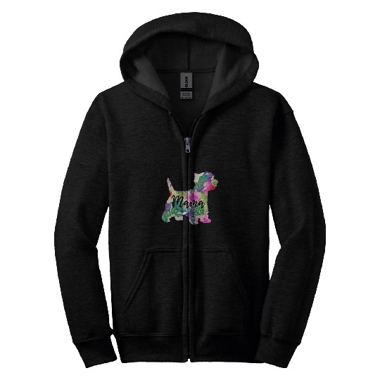 Womens West Highland White Terrier Mama Westie Mom Flowers Zip Hoodies