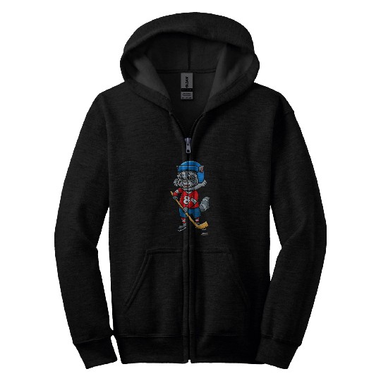 Raccoon Lover Hockey Athlete Winter Sport Goalkeeper Zip Hoodies