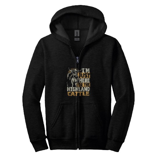 Im Just Here For The Highland Cattle Farming Cattle Farmer 22 Zip Hoodies