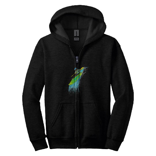 White Water River Kayak Kayaker Rapids Waterfalls Kayaking Zip Hoodies