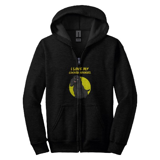 I Love My Black Cocker Spaniel Zip Hoodies