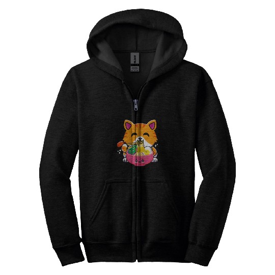 Kitten and Ramen Fast Food Fitness Workout Warmup Zip Hoodies