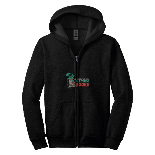 Reading Dragon For Librarian Reader Bookworm Zip Hoodies