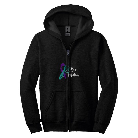 You Matter Ribbon Mental Health suicides Awareness Zip Hoodies