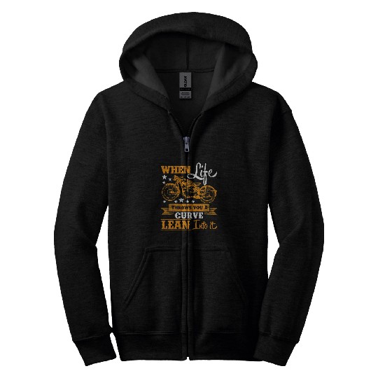 When Life Throws You A Curve Lean Into It Motorcycle Riding 23 Zip Hoodies