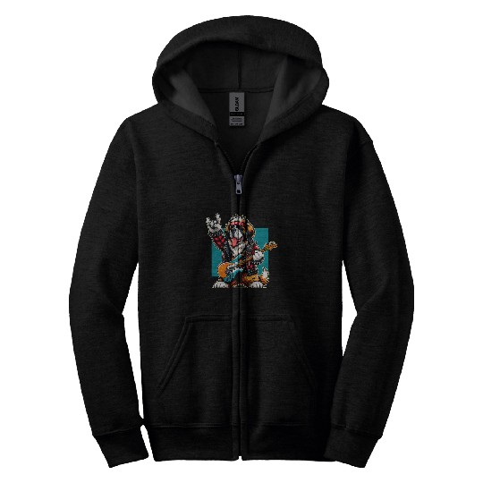 Rock Sign Punk Guitarist Saint Bernard Dog Zip Hoodies