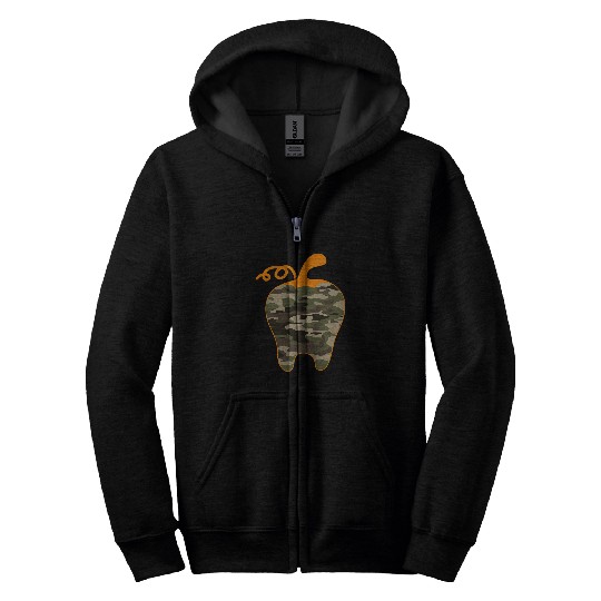 Teeth Pumpkin dentists Halloween Costume Lazy Easy Camoflauge Zip Hoodies