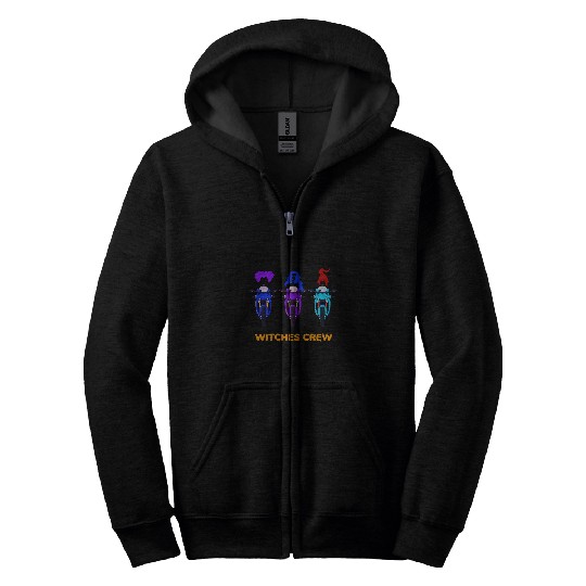 Witches Crew Witch Ride Motorcycle Halloween Biker Lover Zip Hoodies