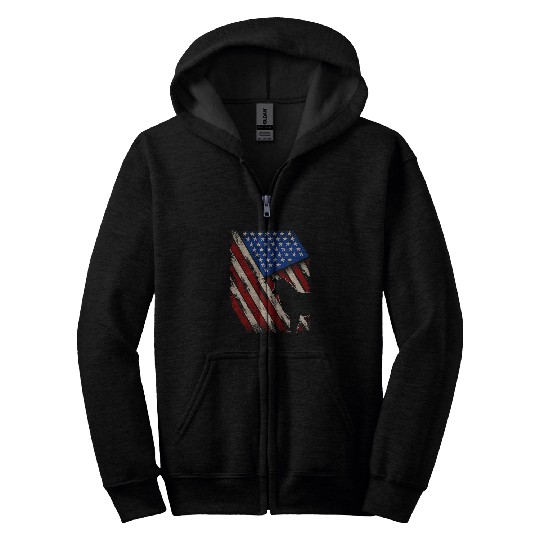 vintages American Flag Retro Border Collie Dog 4th Of July Zip Hoodies