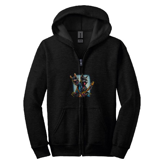 Rock Sign Punk Guitarist Giant Schnauzer Dog Zip Hoodies