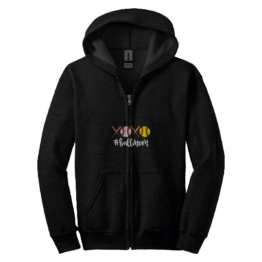 XOXO Ball Mom Baseball Softball Mothers Day bests Mom Ever Zip Hoodies