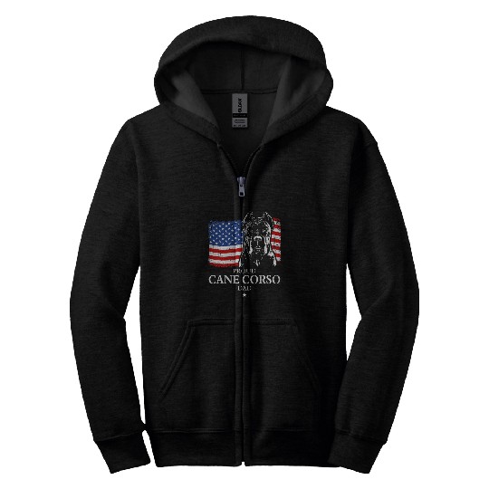 Proud Cane Corso Dad American Flag patriotic dog Zip Hoodies