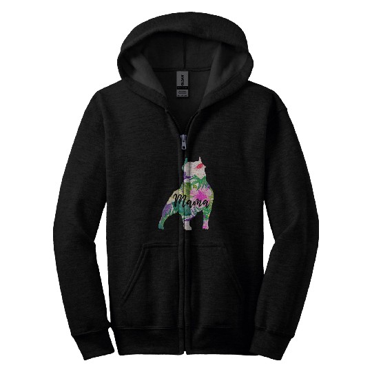 Womens Staffordshire Bull Terrier Mama Mom Flowers Mothers Day Zip Hoodies