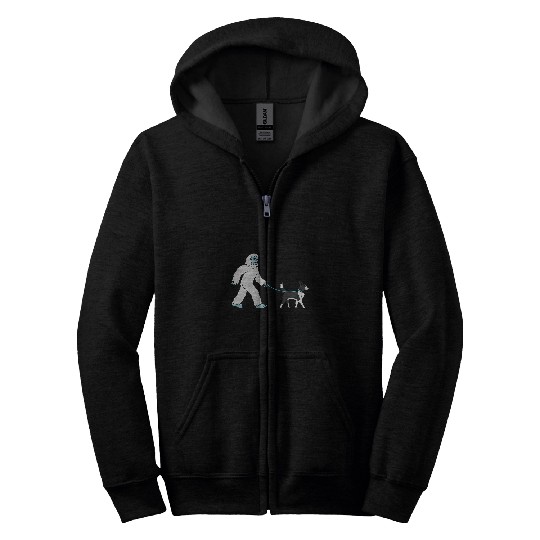 yetis Walking Border Collie Cryptozoology Dog Zip Hoodies
