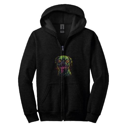Zombie Pug Zip Hoodies
