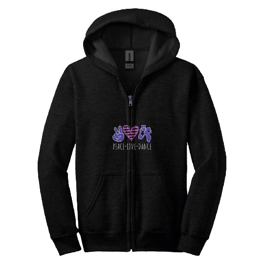Peace Love Dance Cute Ballet Dancing Saying Dancer Quote Zip Hoodies
