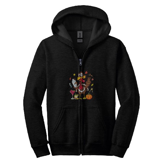 Turkey Cocktail Shaker Bartender Pumpkin Fall Thanksgiving Zip Hoodies