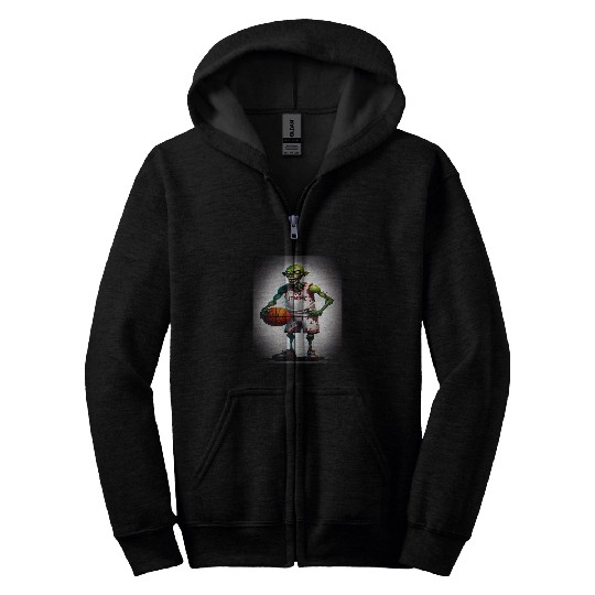 Zombie Basketball player Zip Hoodies