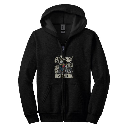Original Social Distancing Motorcycle Biker Motorbike Zip Hoodies