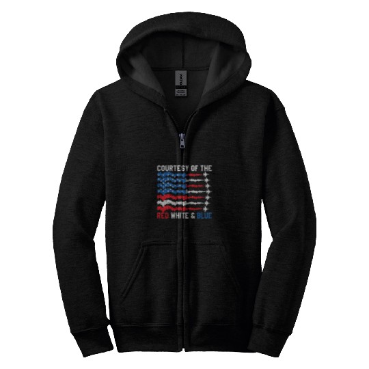 Courtesy Of The Red White Blue USA American Flag Summer Zip Hoodies