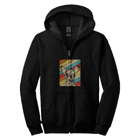 Retro Chihuahua Dog Parent Pet Animal Dog Lover Chihuahua Zip Hoodies
