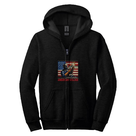 American Flag Welding Patriotic Distressed vintages Welder Zip Hoodies