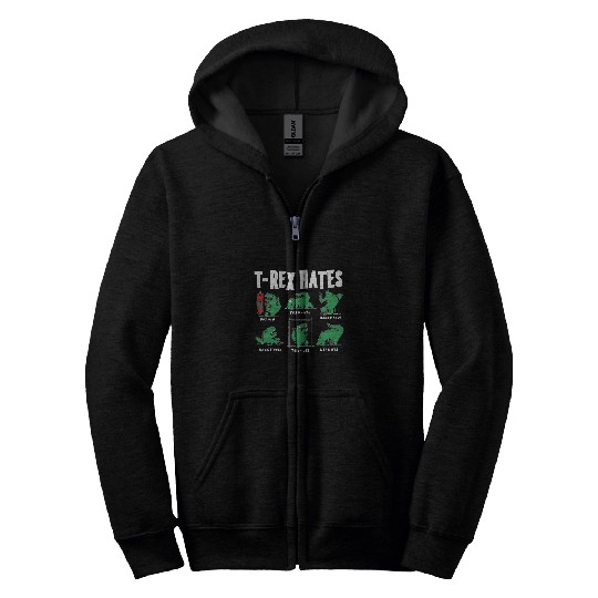 TRexs Hates Gym Fitness Funny Dinosaur Workout Exercise TRex Zip Hoodies