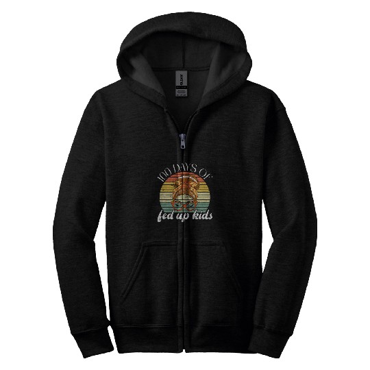 100 Days School Lunch Cafeteria Staff 1 Zip Hoodies
