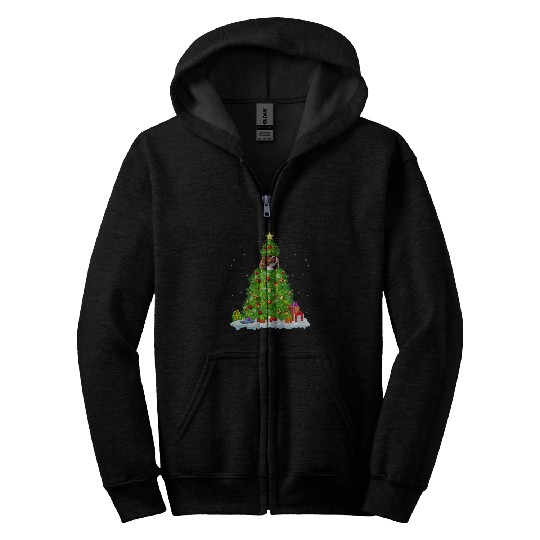xmass Lights Cavalier King Charles Spaniel Dog Christmas Tree 2 Zip Hoodies
