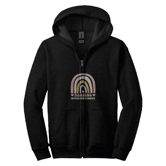 Reading Interventionist Application Rainbow Reading Teacher Zip Hoodies