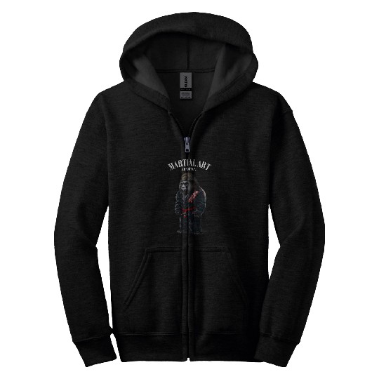 Gorilla Judo Karate Master in Black Judogi Zip Hoodies