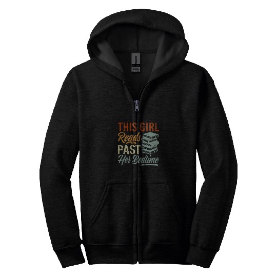 This Girl Reads Past Her Bedtime Funny Book Lover Zip Hoodies