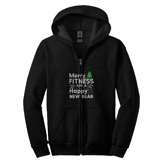 vintages Christmas Merry Fitness Happy New Rear xmass Workout Zip Hoodies