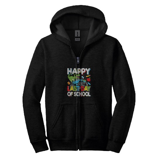 Happy Last Day Of School Student Graduation Dinosaur Boys Zip Hoodies