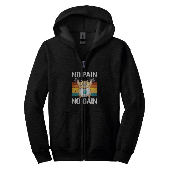 No pain No Gain 2Funny Cat Gym Workout Fitness Training Zip Hoodies