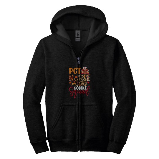 PCT nurses Gobble Squad Thanksgiving Leopard Matching Family Zip Hoodies