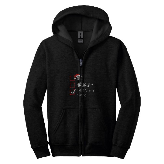 nice naughty emergency nurses christmas list er xmas Zip Hoodies