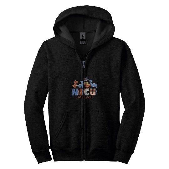 dinosaur nicu nurses neonatal intensive care unit 4th of july Zip Hoodies