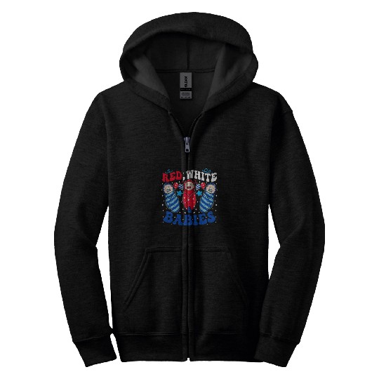 Red White Babies Funny Labor And Delivery nurses 4th Of July Zip Hoodies